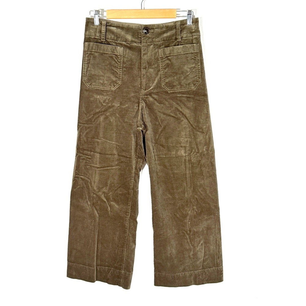 Maeve Corduroy Wide Leg Pants in Olive
